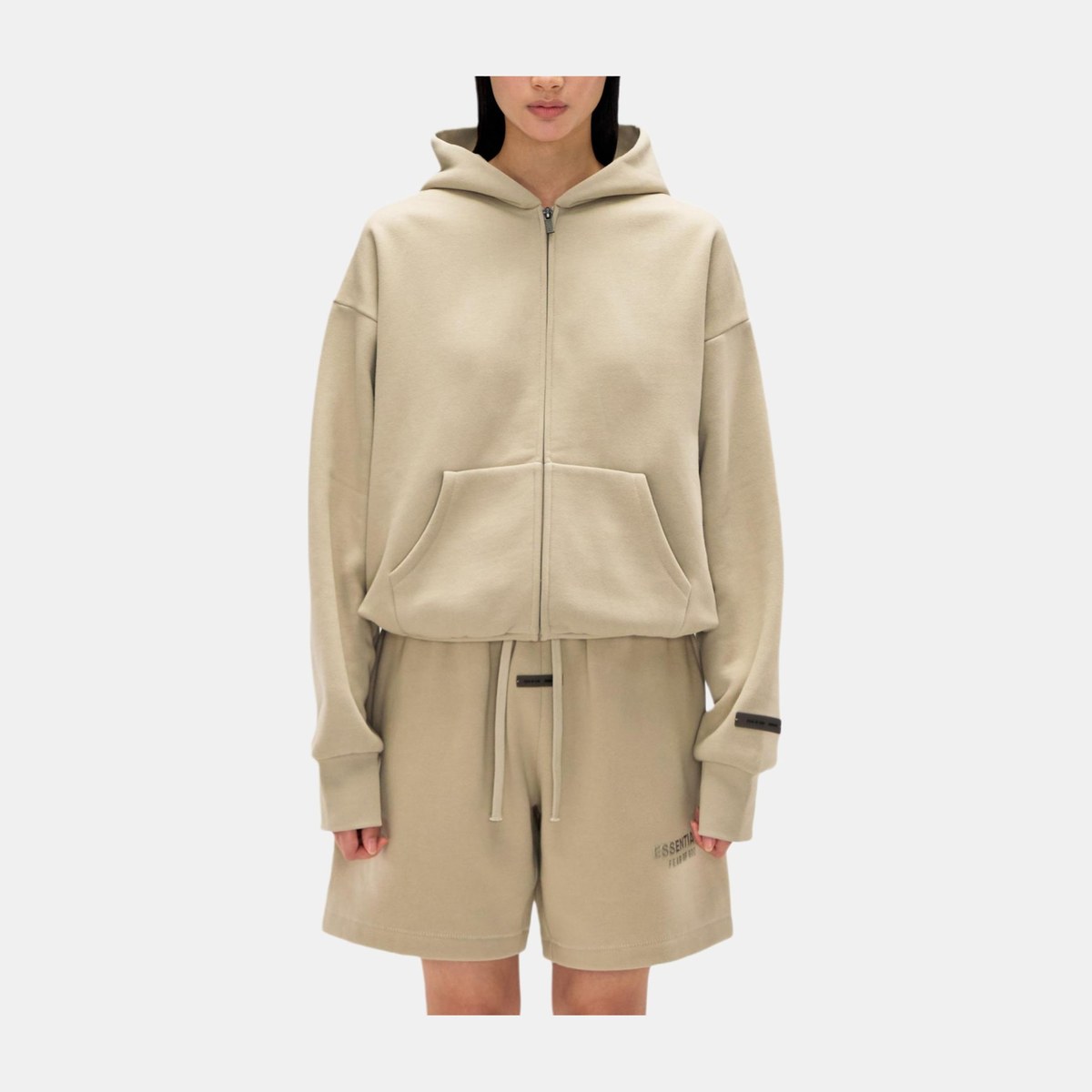 Fear of God Essentials Classic Fit Fleece Zip Up Timber