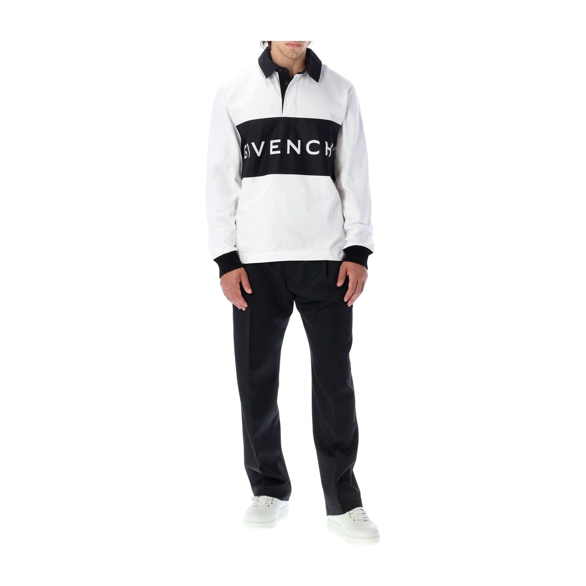 Givenchy Letter Print Polo Shirt White
