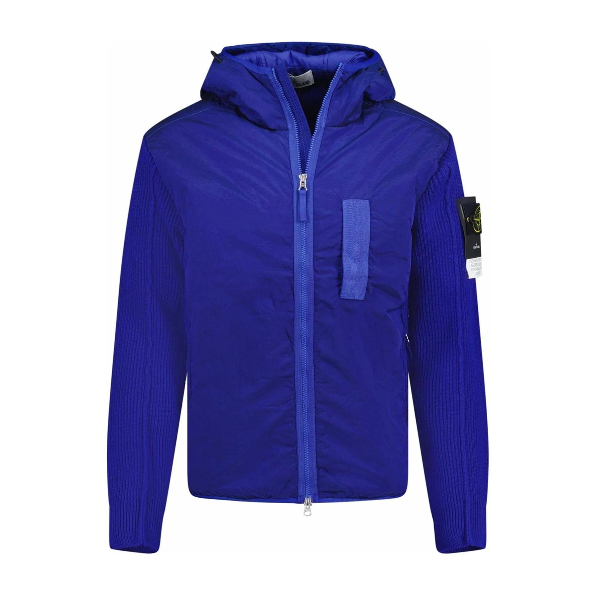 Stone Island Logo Patch Zip Hoodie Jacket Blue