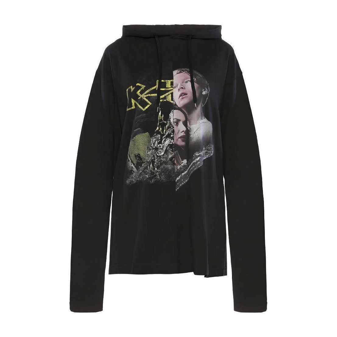 Vetements Logo Print Oversized Hoodie Black