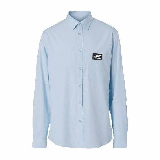 Burberry Logo Cotton Shirt Light Blue