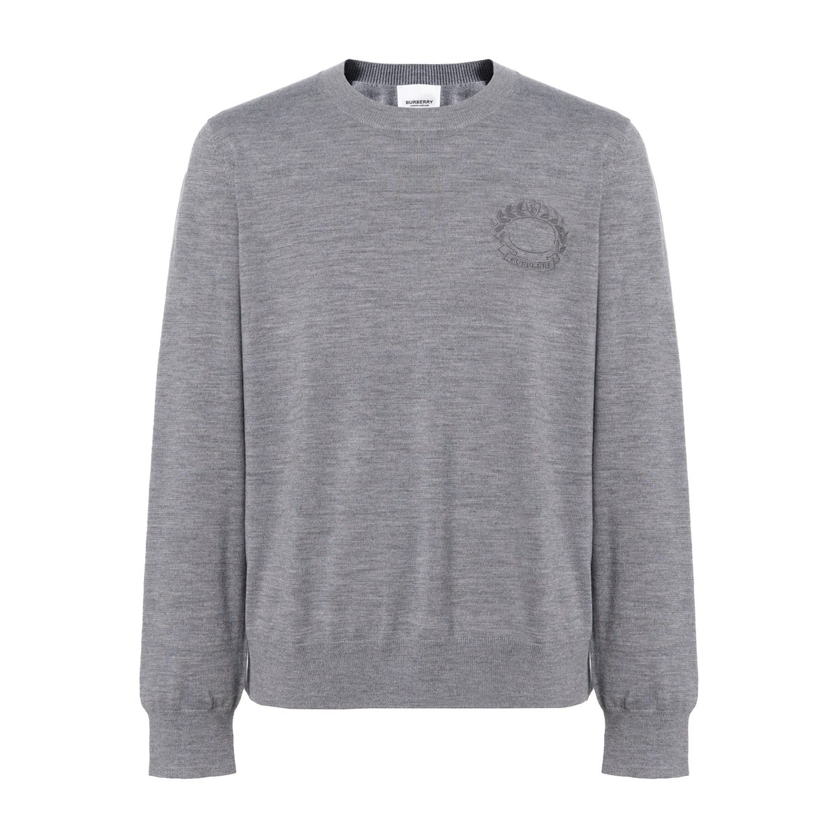 Burberry FW22 Oak Leaf Badge Wool Sweater Gray