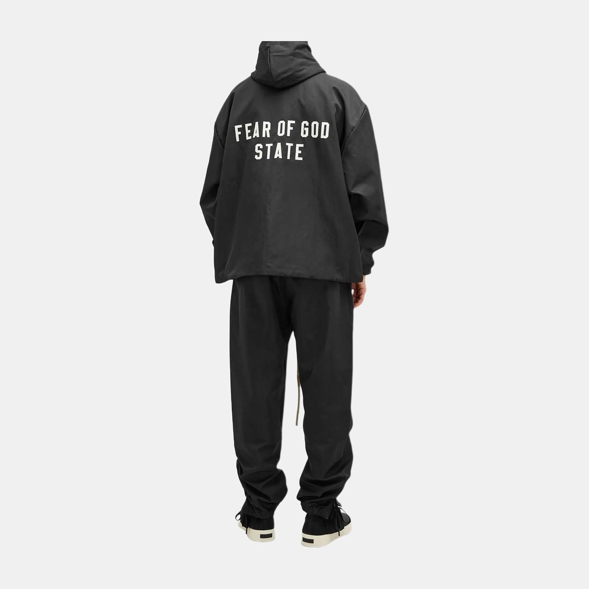 Fear of God Essentials Textured Nylon Hooded Coaches Jacket Black