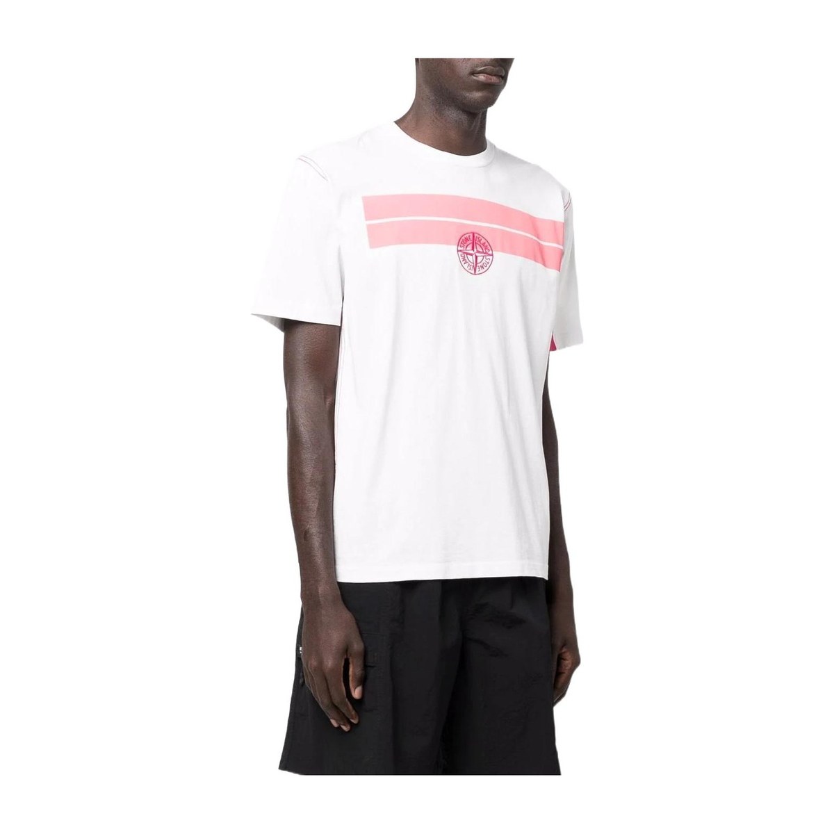 Stone Island SS22 Striped Logo T-Shirt White