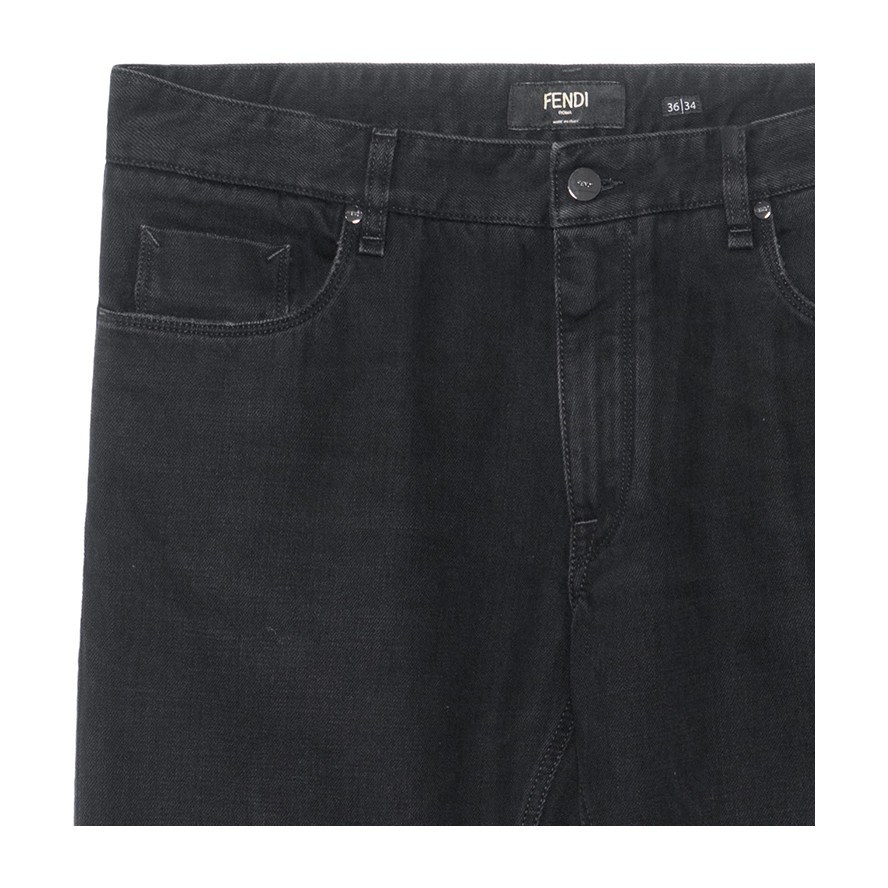 Fendi Logo Straight Jeans Black
