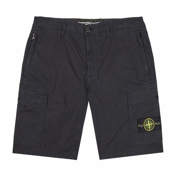 Stone Island Logo Zip Pocket Shorts Navy