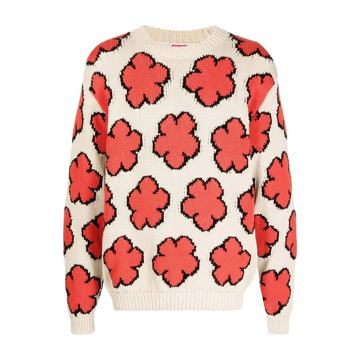 KENZO SS23 Floral Knit Sweater Beige