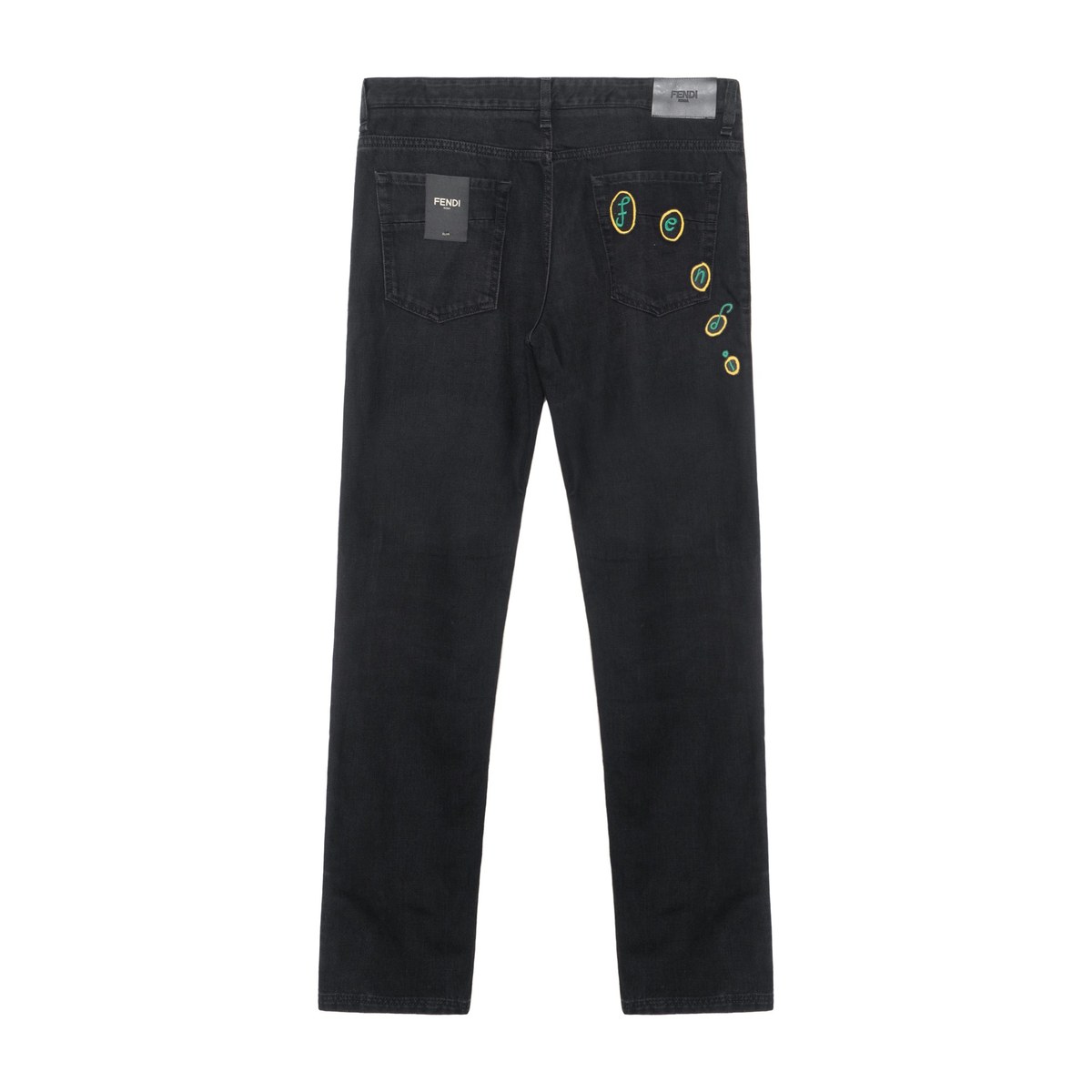 Fendi Logo Straight Jeans Black