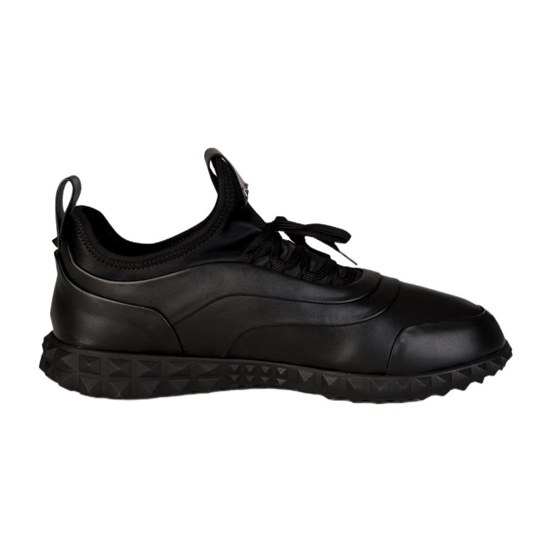 Valentino Round Toe Lace-Up Low Sneakers Black