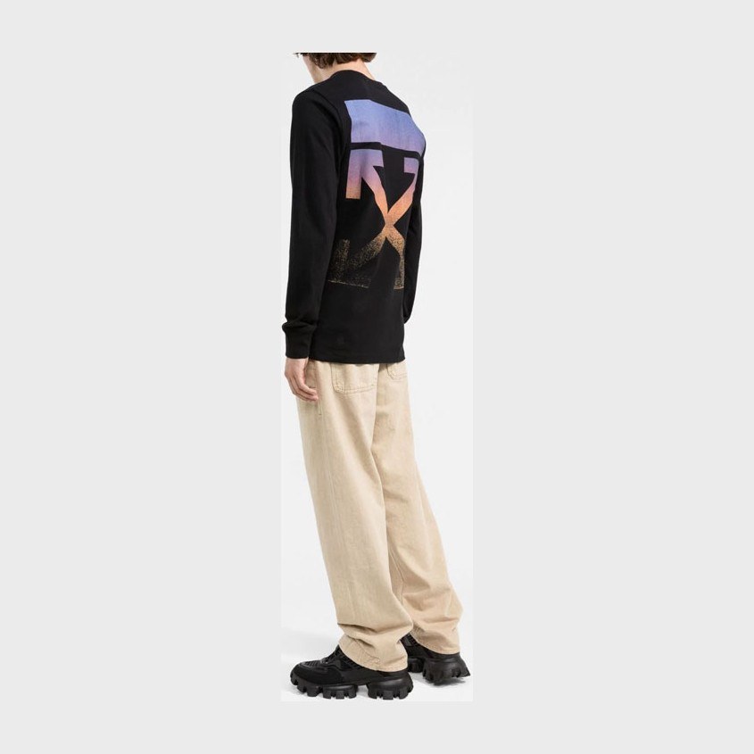 OFF-WHITE FW21 Logo Crewneck Long Sleeve Tee Black