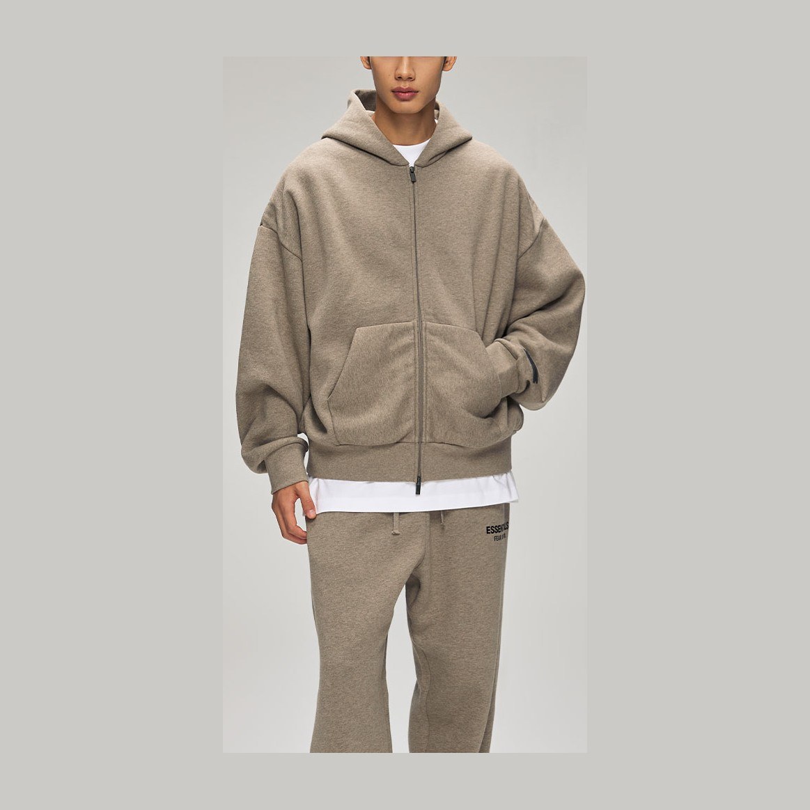 Fear of God Essentials SS25 Classic Full Zip-Up Hoodie Homestead Heather