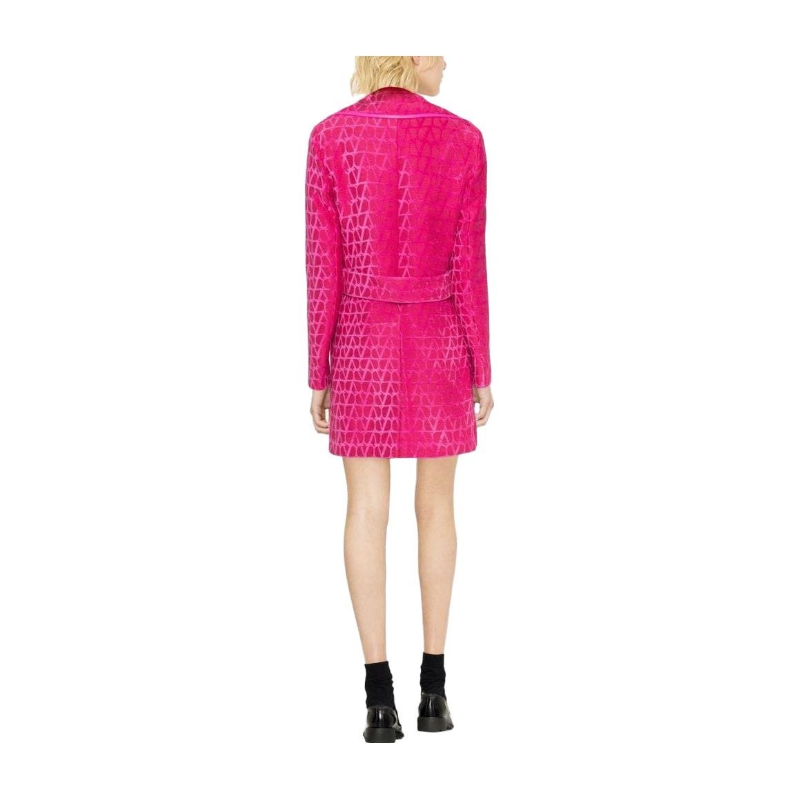 Valentino SS23 Logo Jacquard Double-Breasted Coat Pink