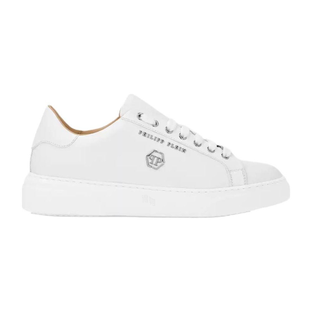 PHILIPP PLEIN Hexagon White Leather Sneakers