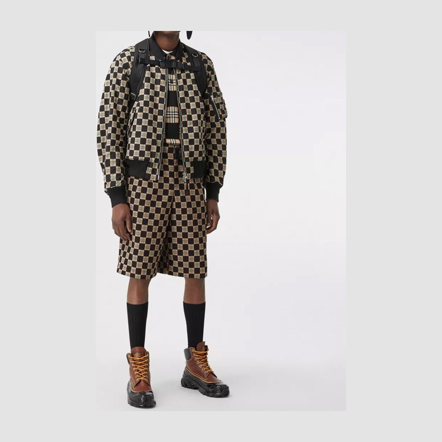 Burberry Chequer Cotton Jacquard Tailored Shorts
