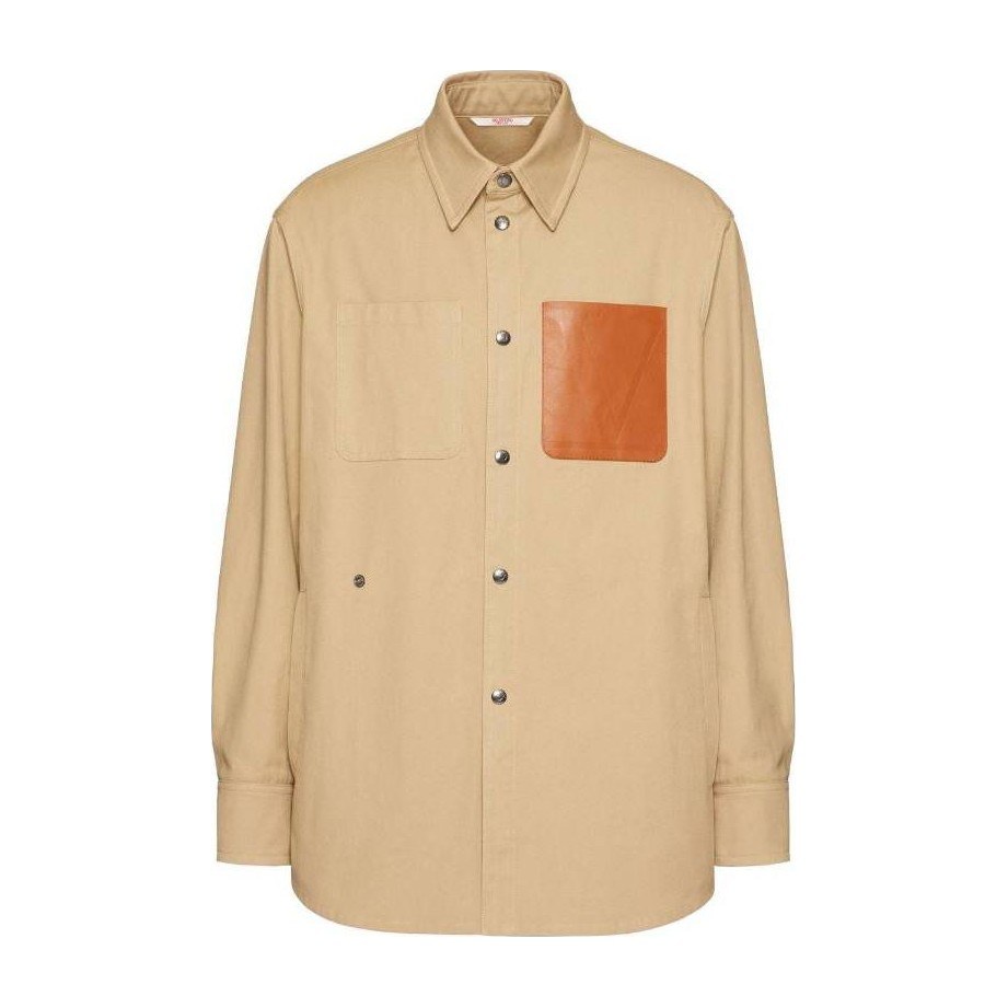 Valentino SS23 Solid Collar Shirt Brown