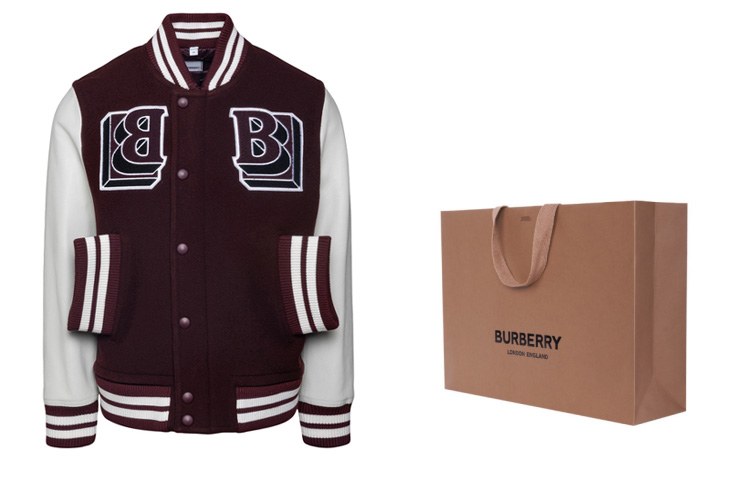 Burberry Logo Print Baseball Jacket