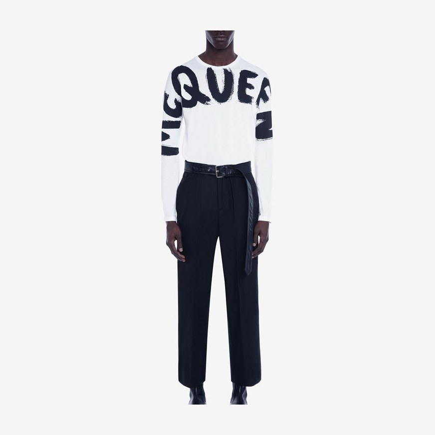 Alexander McQueen FW22 Logo Crewneck Long Sleeve Tee White