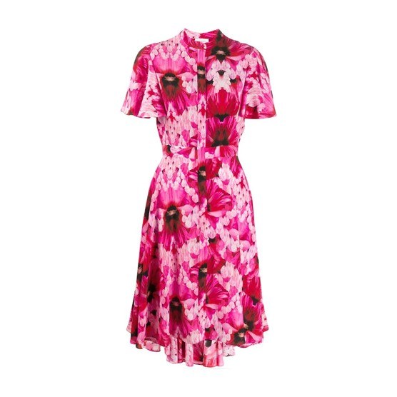 Alexander McQueen Floral Print Short Sleeve Dress