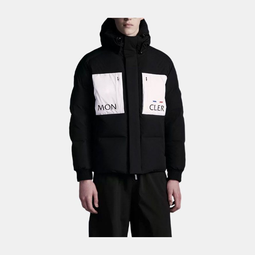 Moncler FW21 Logo Block Hoodie Down Jacket Black