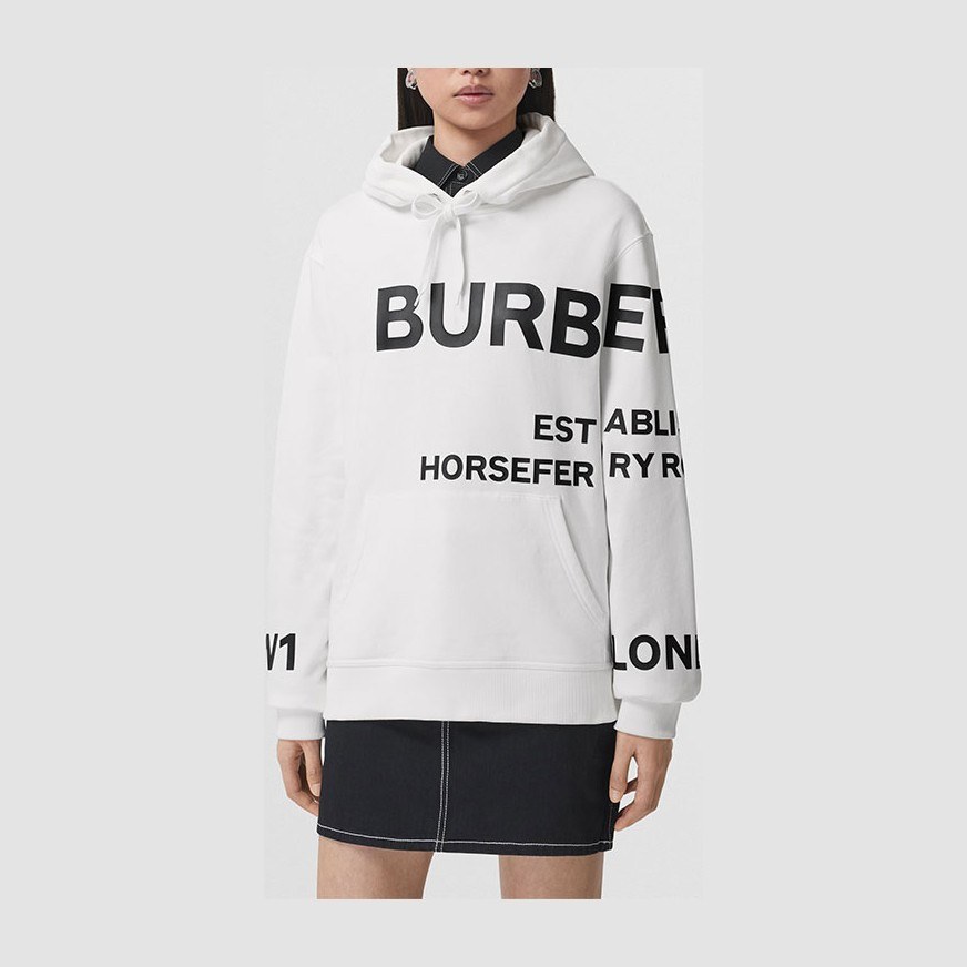 Burberry FW21 Printed Hoodie White