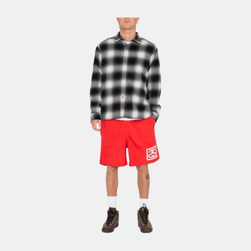 Stussy Logo Print Shorts Red