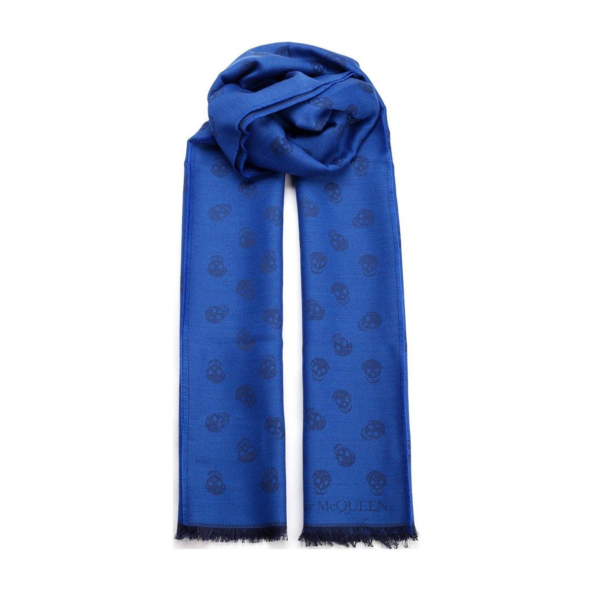 Alexander McQueen Skull Tassel Scarf Blue