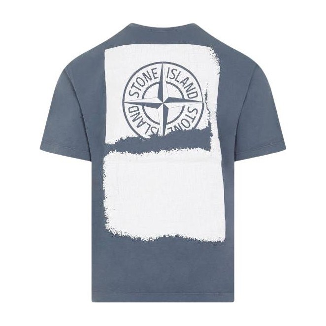 Stone Island Crew Neck Letter Print T-Shirt Navy