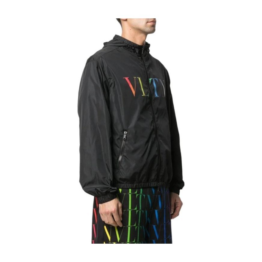 Valentino Logo Hoodie Jacket Black