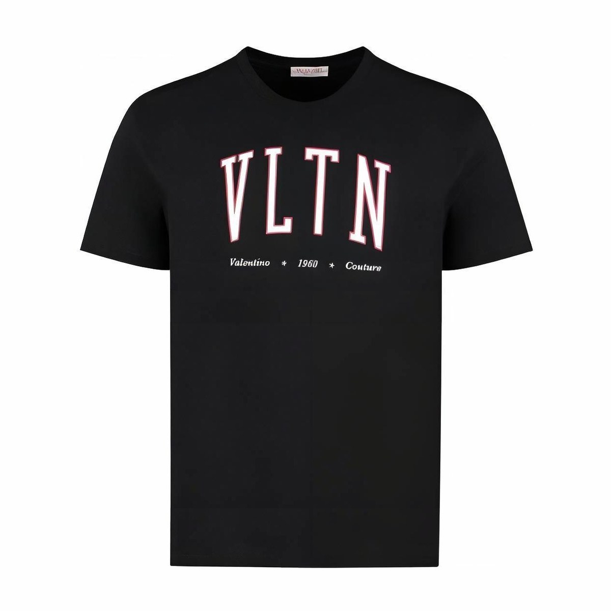 Valentino SS23 Red Outline Letter Print T-Shirt Black