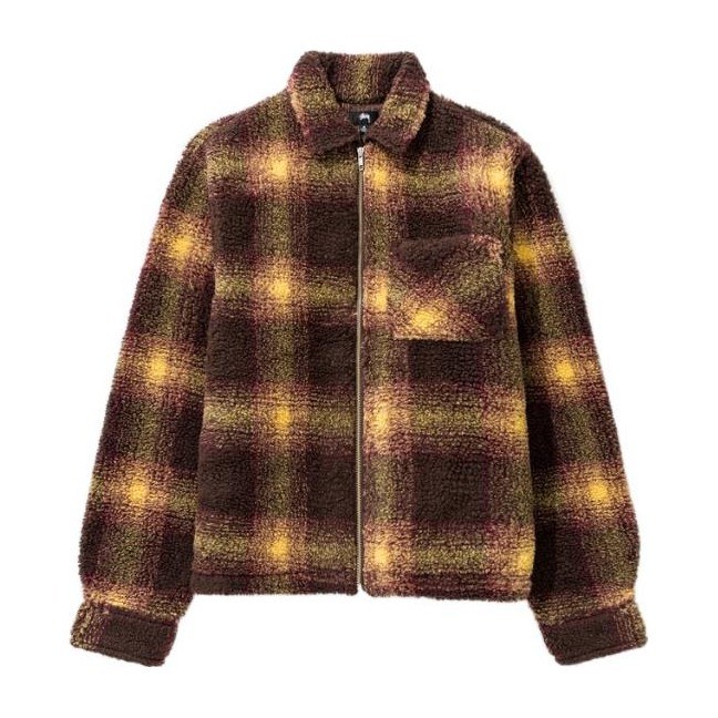 Stussy Shadow Plaid Sherpa Zip Shirt