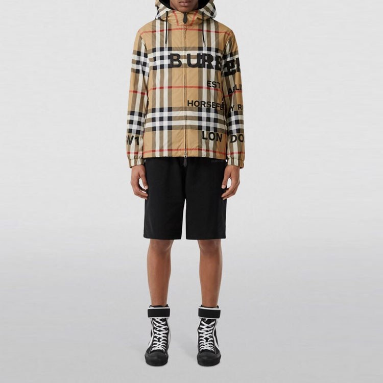 Burberry Logo Hoodie Jacket Brown