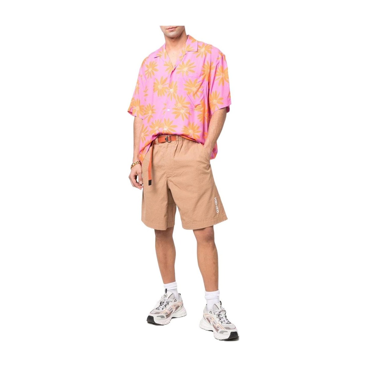 KENZO SS22 Logo Print Shorts Brown