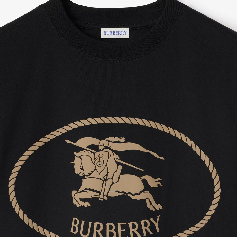 Burberry SS25 Ribbed Collar T-Shirt Black