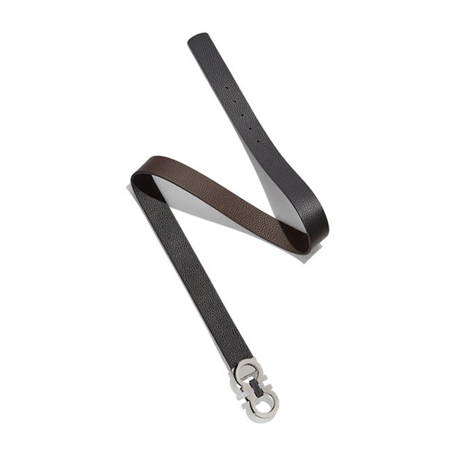 Ferragamo Reversible Smooth Buckle Belt Black Walnut 3.5cm