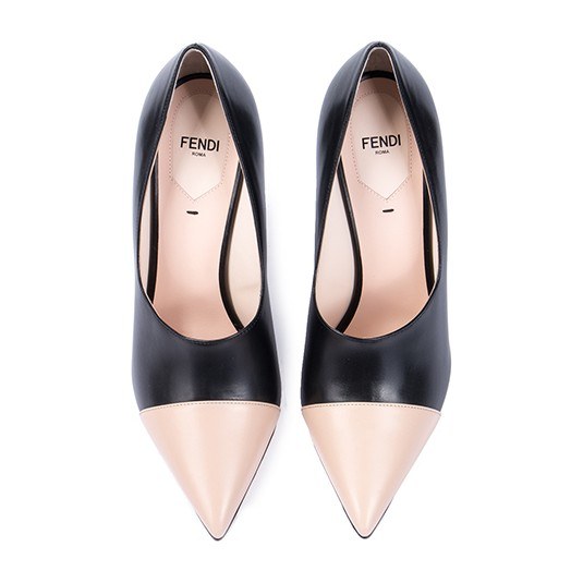 Fendi Leather High Heels Black Beige