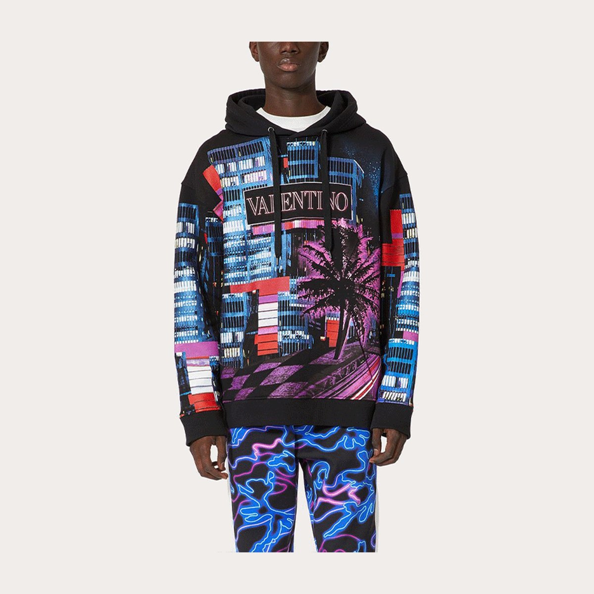 Valentino SS22 Electric City Hoodie Black