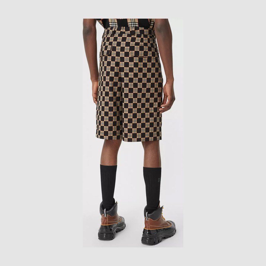 Burberry Chequer Cotton Jacquard Tailored Shorts