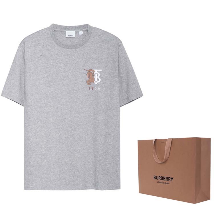 Burberry Equestrian Knight Logo Cotton T-Shirt Grey