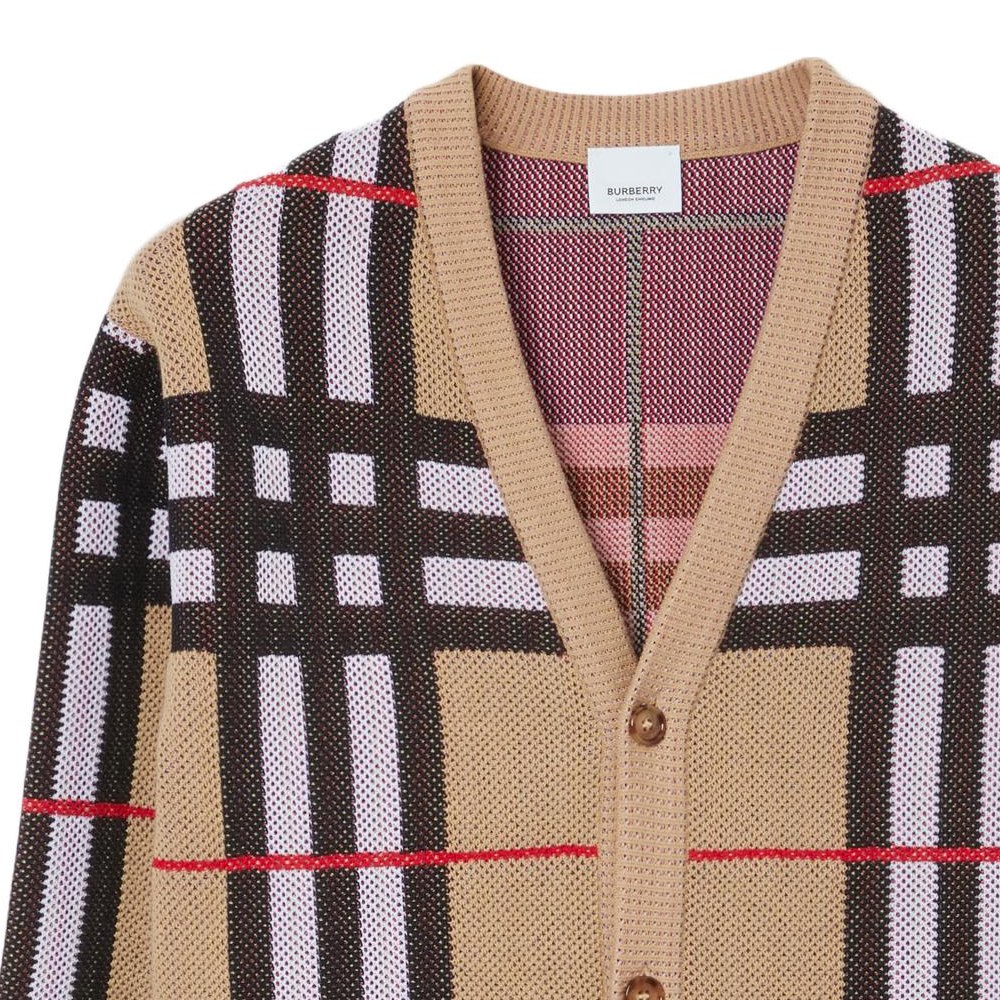 Burberry Single-Breasted V-Neck Knit Sweater Beige