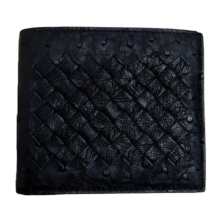 Bottega Veneta Intreccio Ostrich Card Holder Black