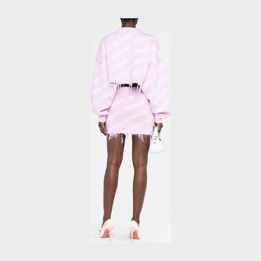 Vetements Logo Jacquard Skirt Pink