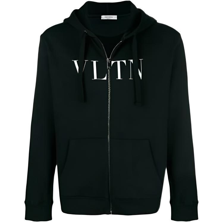 Valentino Vltn Logo Zip Hoodie Jacket Black