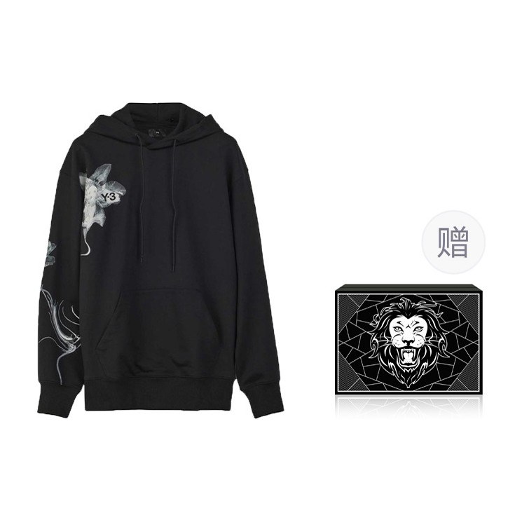 Y-3 Floral Print Hoodie Black