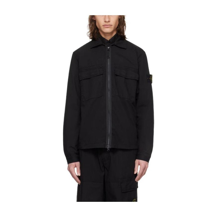 Stone Island Black Zip Long Sleeve Shirt