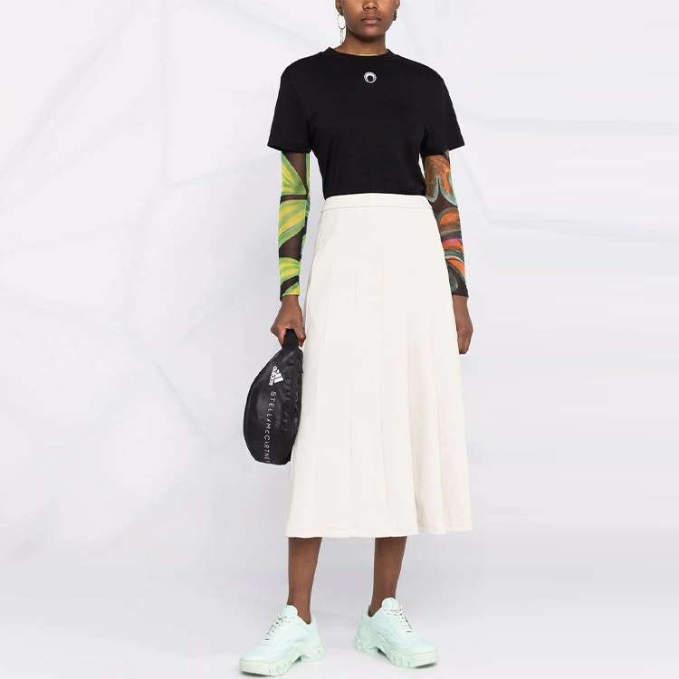 Y-3 21 High Waist Pleated Skirt White