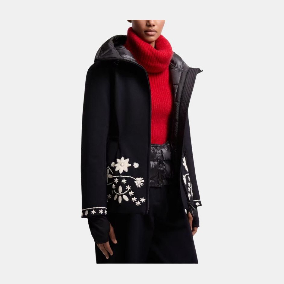 Moncler Blaye Embroidered Hooded Down Ski Jacket Logo