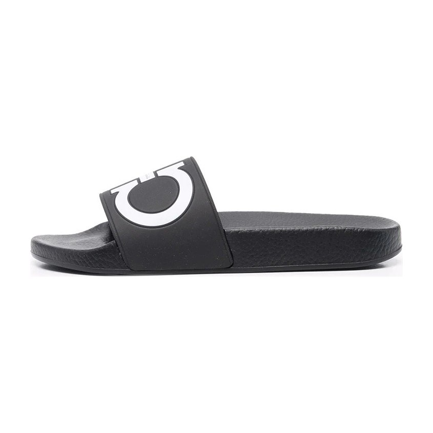 Ferragamo Gancini Print Open Toe Sandals Black