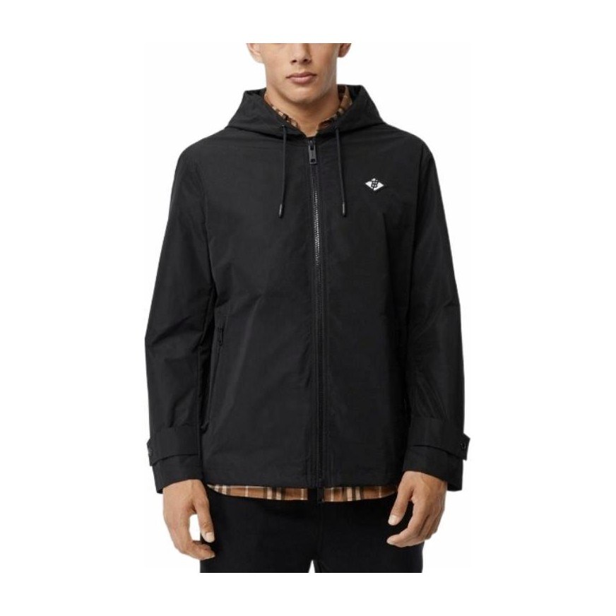 Burberry Logo Zip Hoodie Black