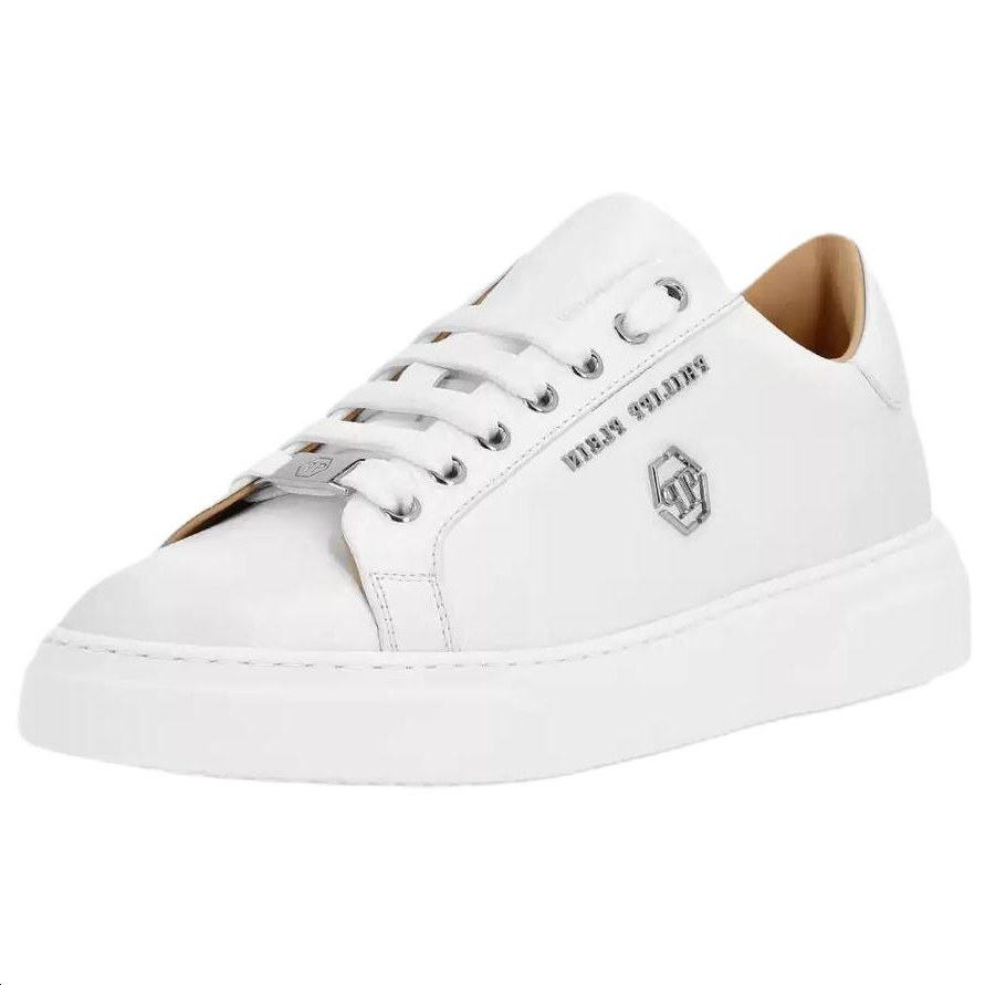PHILIPP PLEIN Hexagon White Leather Sneakers