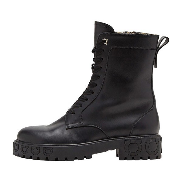 Ferragamo Gancini Biker Boots Black